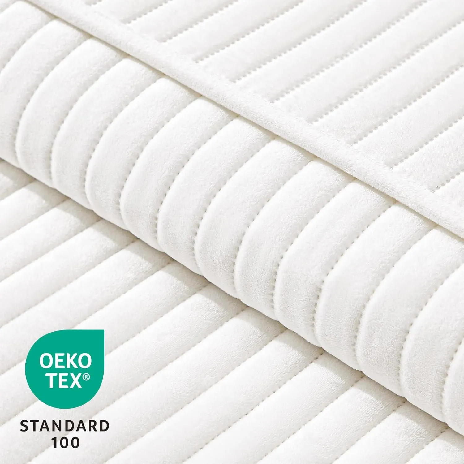 Love's cabin Velvet King Size Quilt Bedding Set Bedspreads - Luxury Velvet Quilt Lightweight Bedspread - Striped Pattern Comforter Coverlet for All Season - White, 3 Piece (1 Quilt, 2 Pillow Shams)