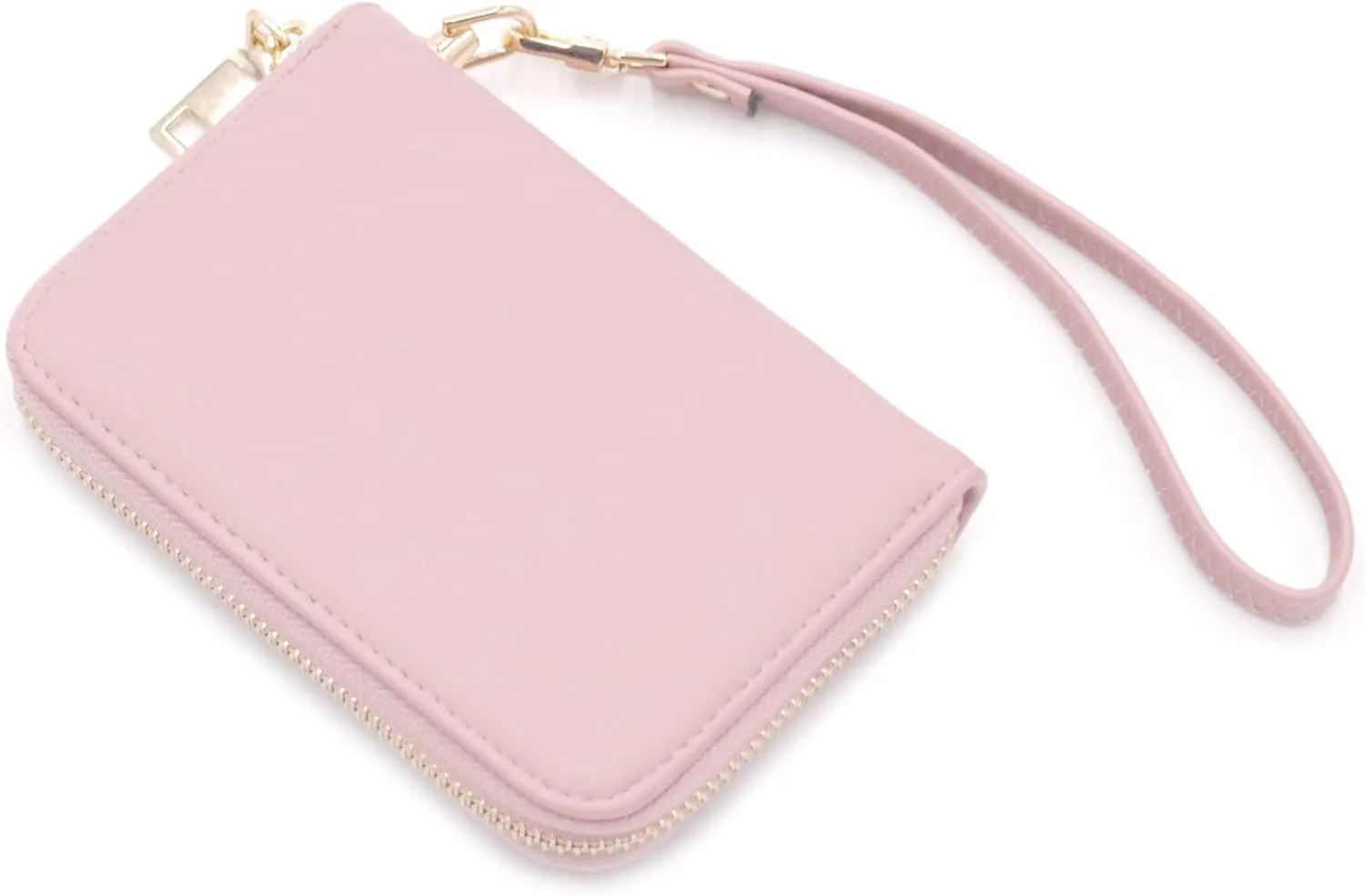 LOVESOME Womens Small Zip Around, Double Zip Around - Double Compartment Wristlet Wallet with Wrist Strap