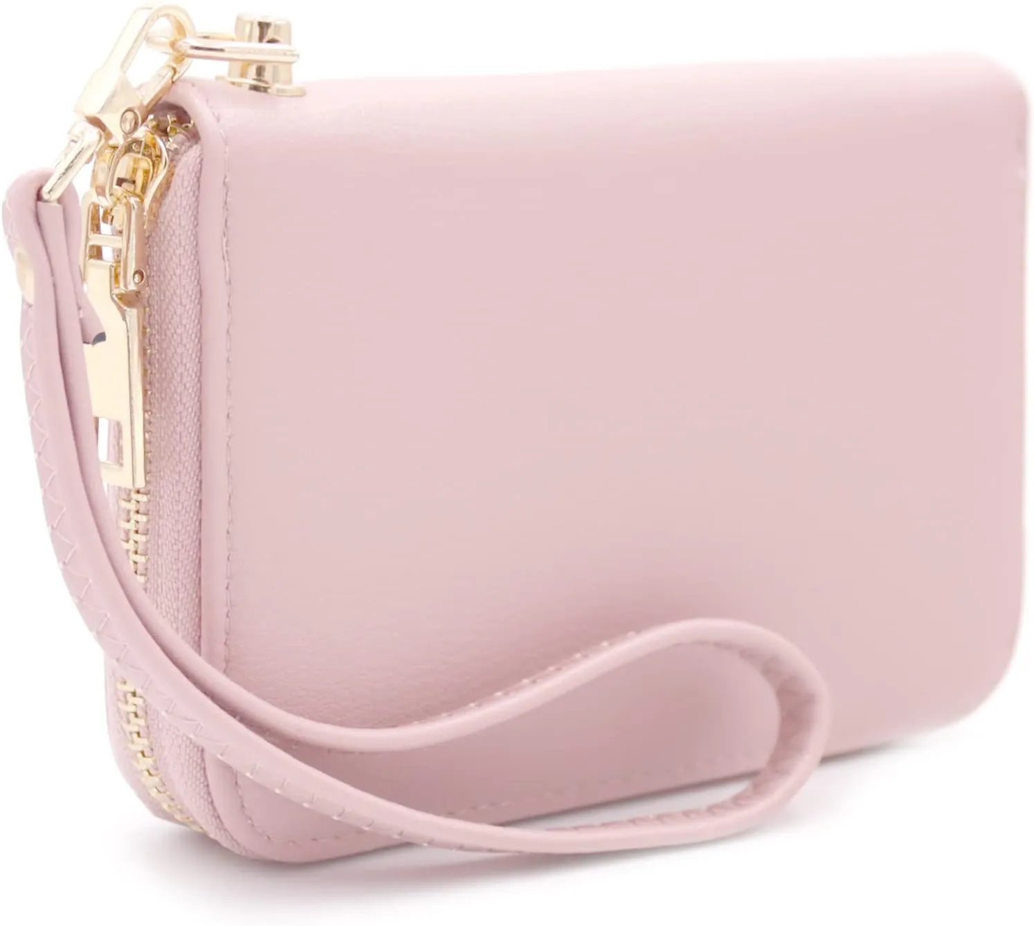 LOVESOME Womens Small Zip Around, Double Zip Around - Double Compartment Wristlet Wallet with Wrist Strap