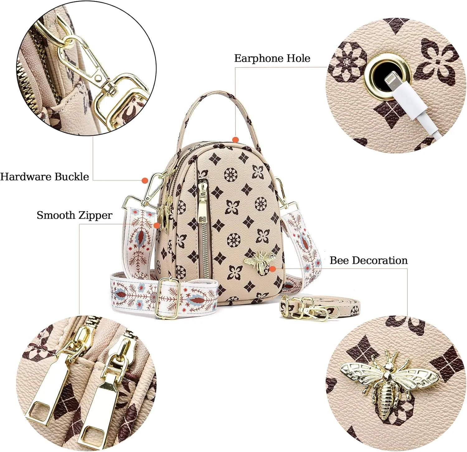 LoZoDo Small Crossbody Bags for Women Trendy Leather Purses and Handbags Designer Cell Phone Bag Wallet Purse with Wide Strap