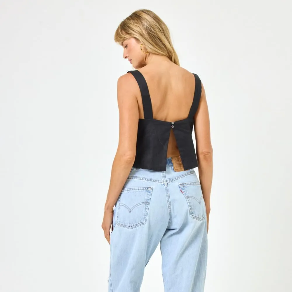 L*Space Long Island Top for Women, Versatile Sleeveless Cropped Tank Top, Features Thick Tank Straps, Open Back & Buttons