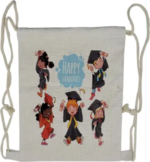 Lunarable Graduation Drawstring Backpack, Accomplishment Happiness, Sackpack Bag