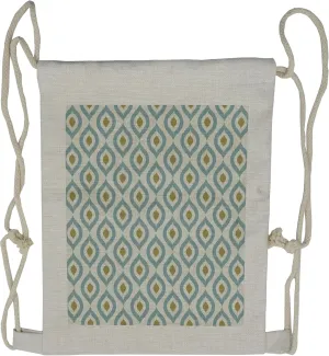 Lunarable Ikat Drawstring Backpack, Nomadic Retro Horizontal Waves, Sackpack Bag
