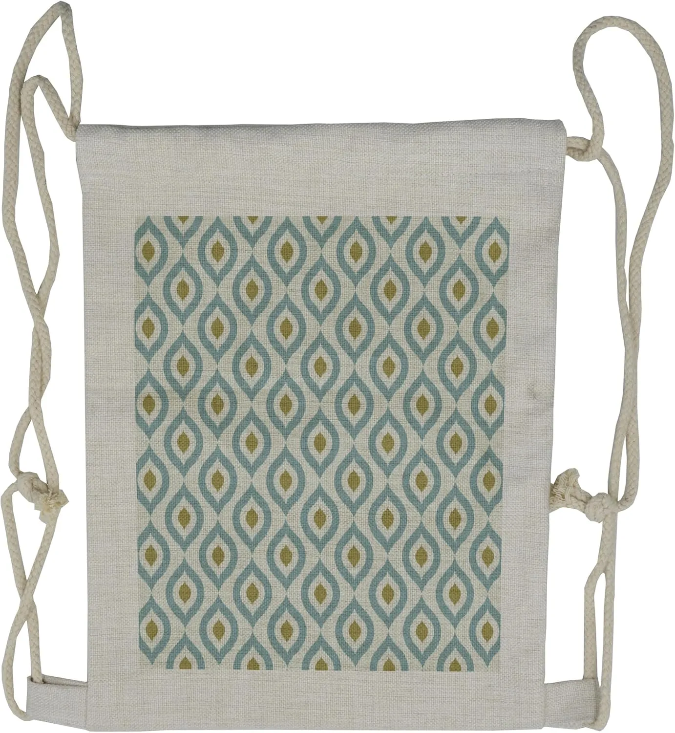 Lunarable Ikat Drawstring Backpack, Nomadic Retro Horizontal Waves, Sackpack Bag