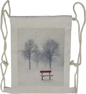 Lunarable Nature Drawstring Backpack, Forest with Abandoned Trees, Sackpack Bag
