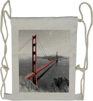 Lunarable USA Drawstring Backpack, Civil Engineering Theme Travel, Sackpack Bag