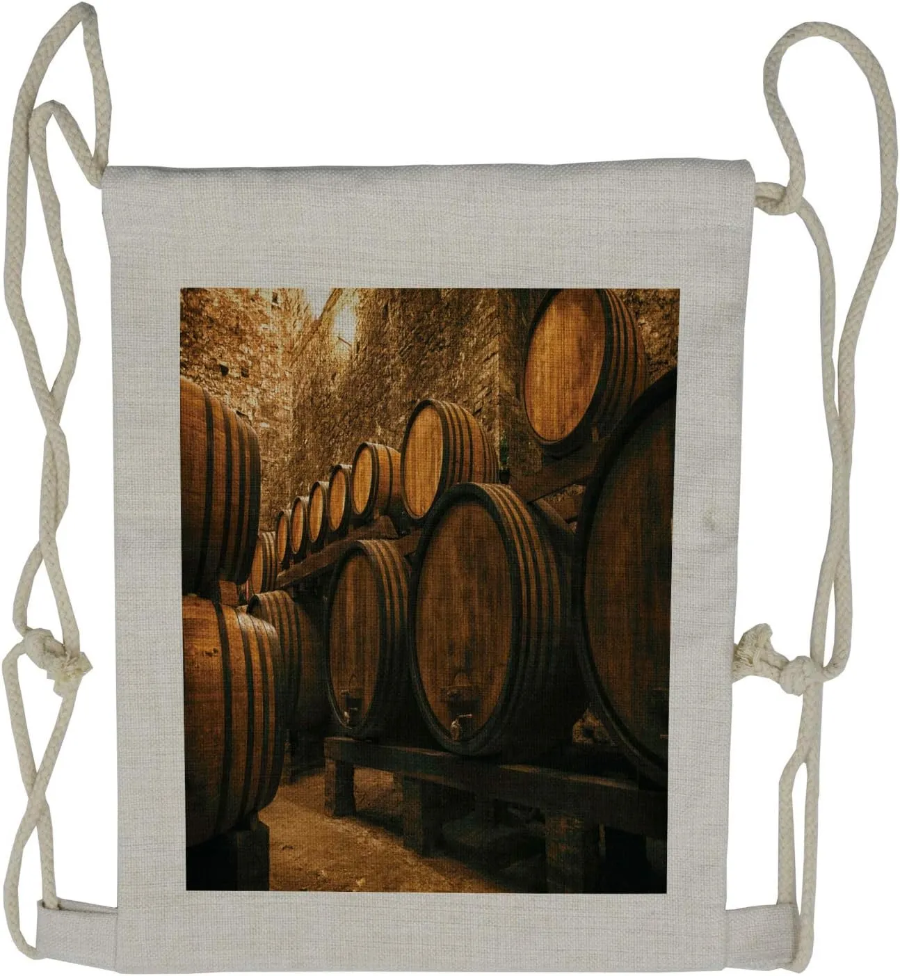 Lunarable Winery Drawstring Backpack, Wine Storage Dark Cellar, Sackpack Bag