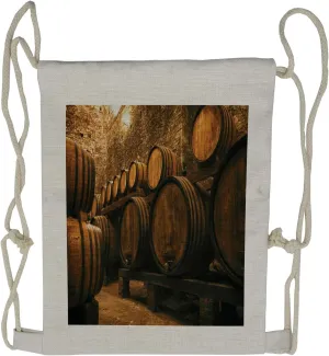 Lunarable Winery Drawstring Backpack, Wine Storage Dark Cellar, Sackpack Bag