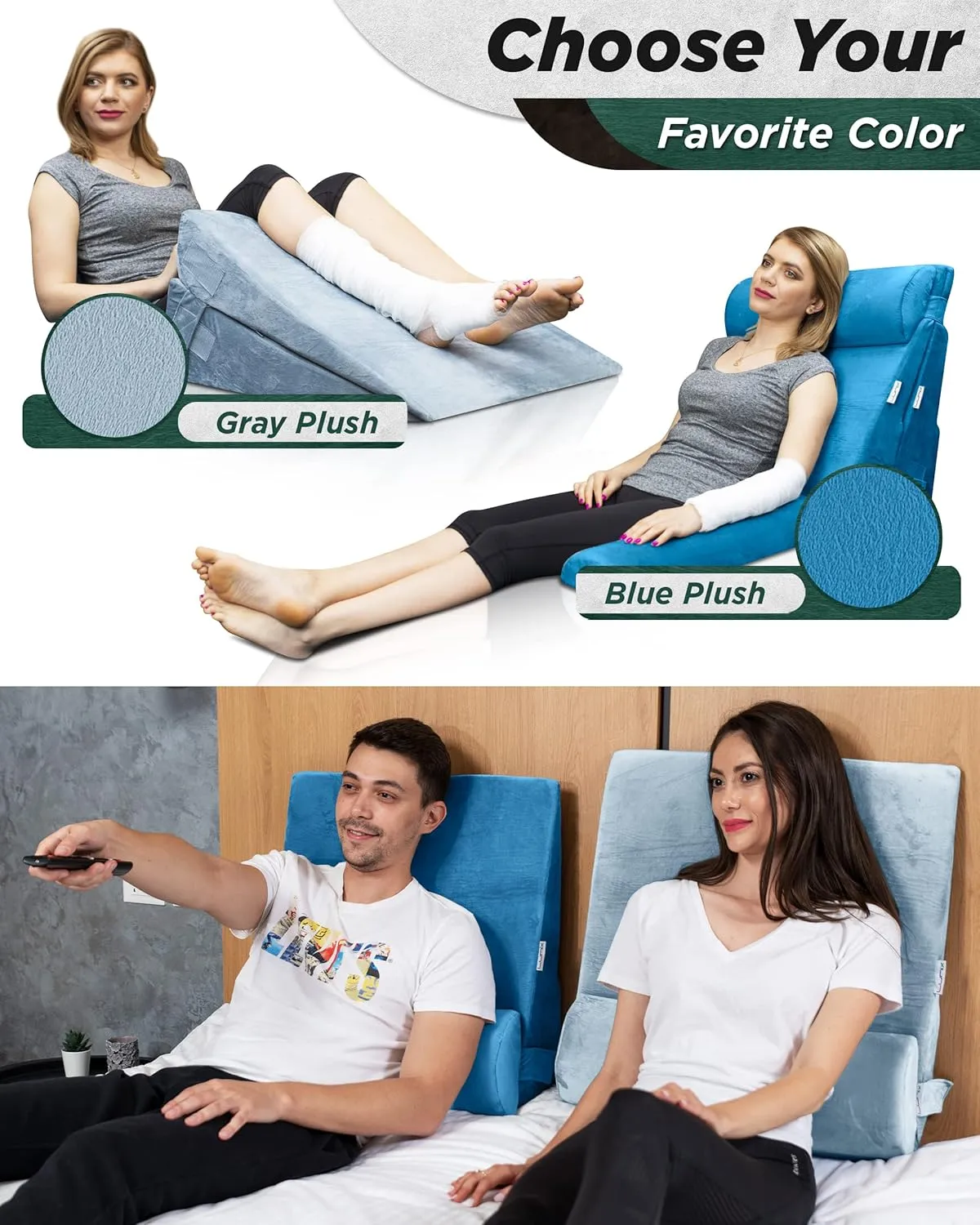 Lunix Replacement Cover for LX8 2 Layers Wedge Pillow Set, Foam not Included - Gray