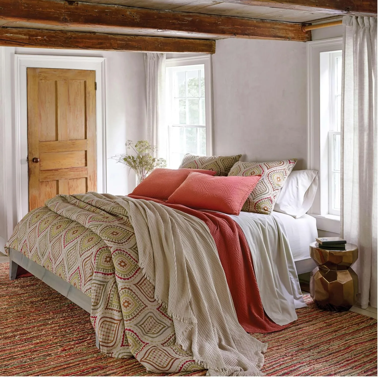 Lush Linen Natural Curtain Panel, 55" W x 84" L, Neutral Solid Pattern