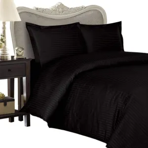 Luxurious BLACK Damask Stripe, QUEEN Size. EIGHT (8) Piece DOWN ALTERNATIVE Comforter BED IN A BAG Set. 1000 Thread Count Ultra Soft Single-Ply 100% Egyptian Cotton. INCLUDES 4pc BED SHEET Set, 3pc DUVET SET & DOWN ALTERNATIVE Comforter