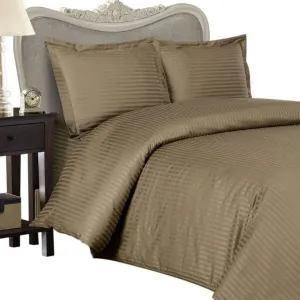 Luxurious DARK BROWN Damask Stripe, CALIFORNIA KING Size. EIGHT (8) Piece GOOSE DOWN Comforter BED IN A BAG Set. 800 Thread Count Ultra Soft Single-Ply 100% Egyptian Cotton. INCLUDES 4pc BED SHEET Set, 3pc DUVET SET & GOOSE DOWN Comforter
