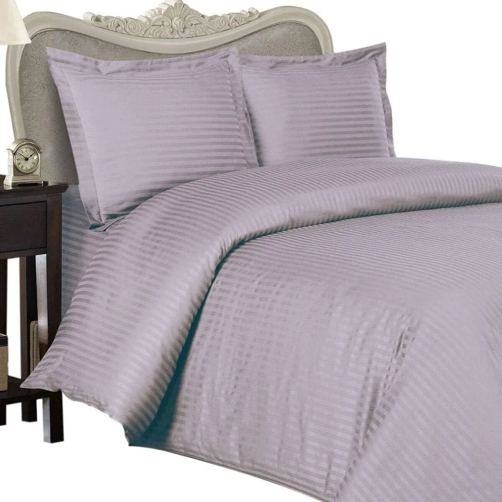 Luxurious PURPLE Damask Stripe, CALIFORNIA KING Size. EIGHT (8) Piece GOOSE DOWN Comforter BED IN A BAG Set. 800 Thread Count Ultra Soft Single-Ply 100% Egyptian Cotton. INCLUDES 4pc BED SHEET Set, 3pc DUVET SET & GOOSE DOWN Comforter
