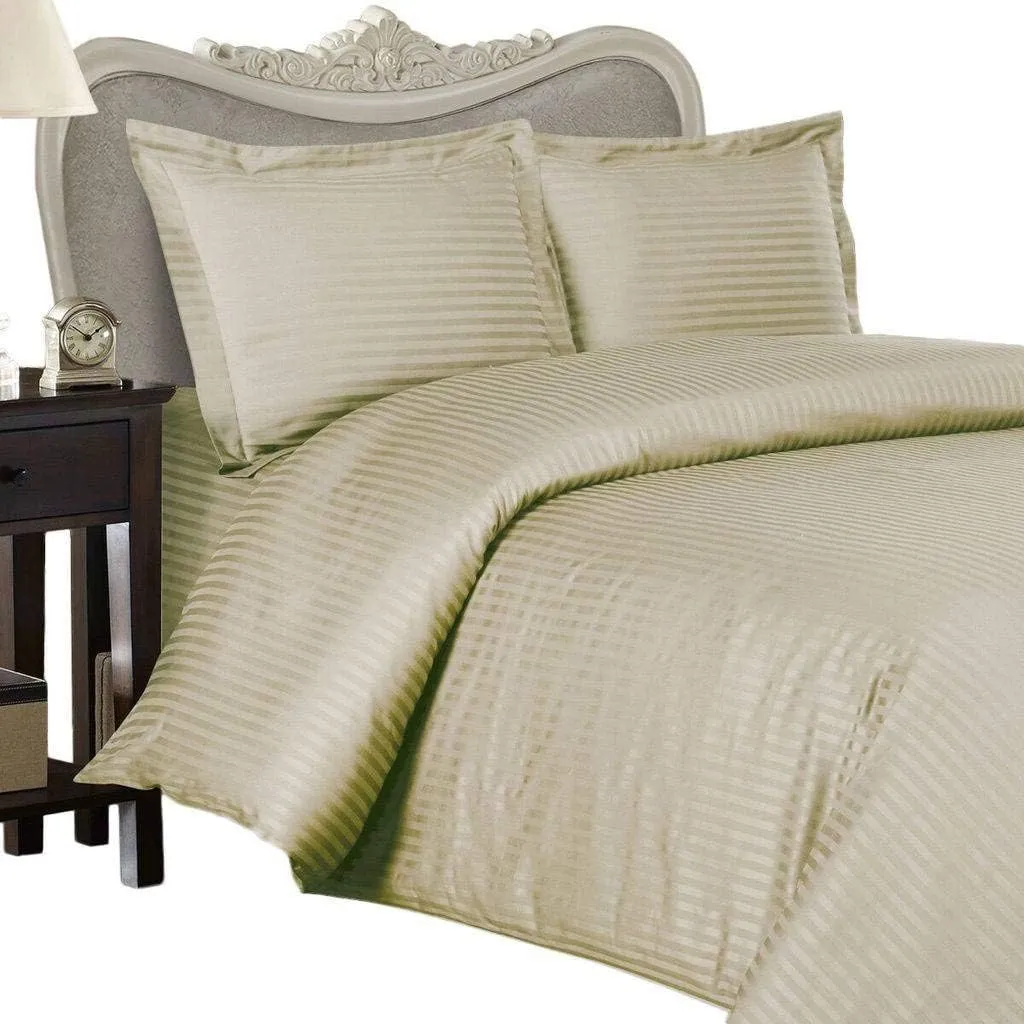 Luxurious Six (6) Piece Beige Damask Stripe, Queen Size, 1000 Thread Count Ultra Soft Single-Ply 100% Egyptian Cotton, Extra Deep Pocket Bed Sheet Set with Four (4) Pillow Cases 1000TC