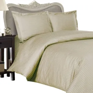 Luxurious Six (6) Piece Beige Damask Stripe, Queen Size, 1000 Thread Count Ultra Soft Single-Ply 100% Egyptian Cotton, Extra Deep Pocket Bed Sheet Set with Four (4) Pillow Cases 1000TC