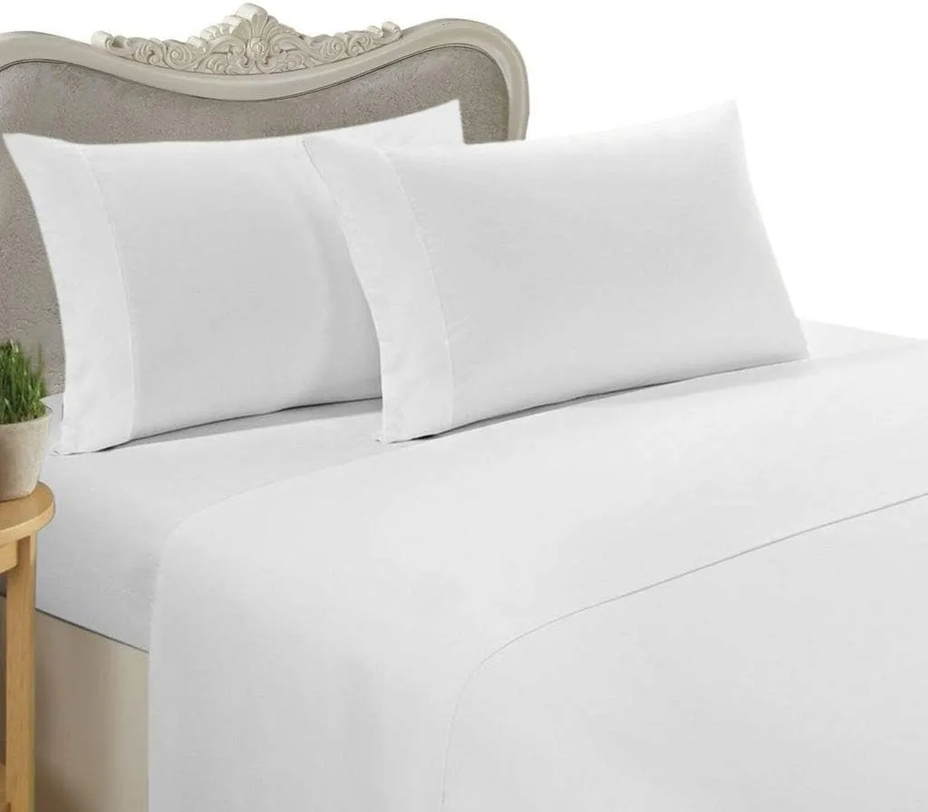 Luxurious WHITE Solid / Plain, QUEEN Size. EIGHT (8) Piece GOOSE DOWN Comforter BED IN A BAG Set. 1500 Thread Count Ultra Soft Single-Ply 100% Egyptian Cotton. INCLUDES 4pc BED SHEET Set, 3pc DUVET SET & GOOSE DOWN Comforter