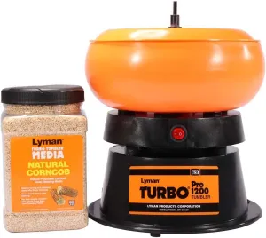 Lyman Case Cleaning Kit with 1200 Pro Tumbler and 2lbs of Corncob Media, Black, Orange (7631686)