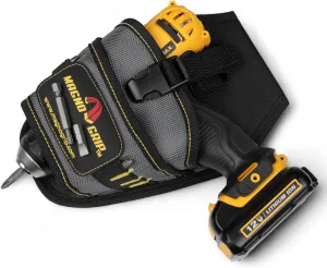 MagnoGrip Pro Drill Holster – Left and Right Handed Design, 1680D Ballistic Polyester, Magnetic Storage for Drill Bits, Adjustable Strap for Secure Drill Hold, 8 Slots for Fasteners - Platinum Gray.