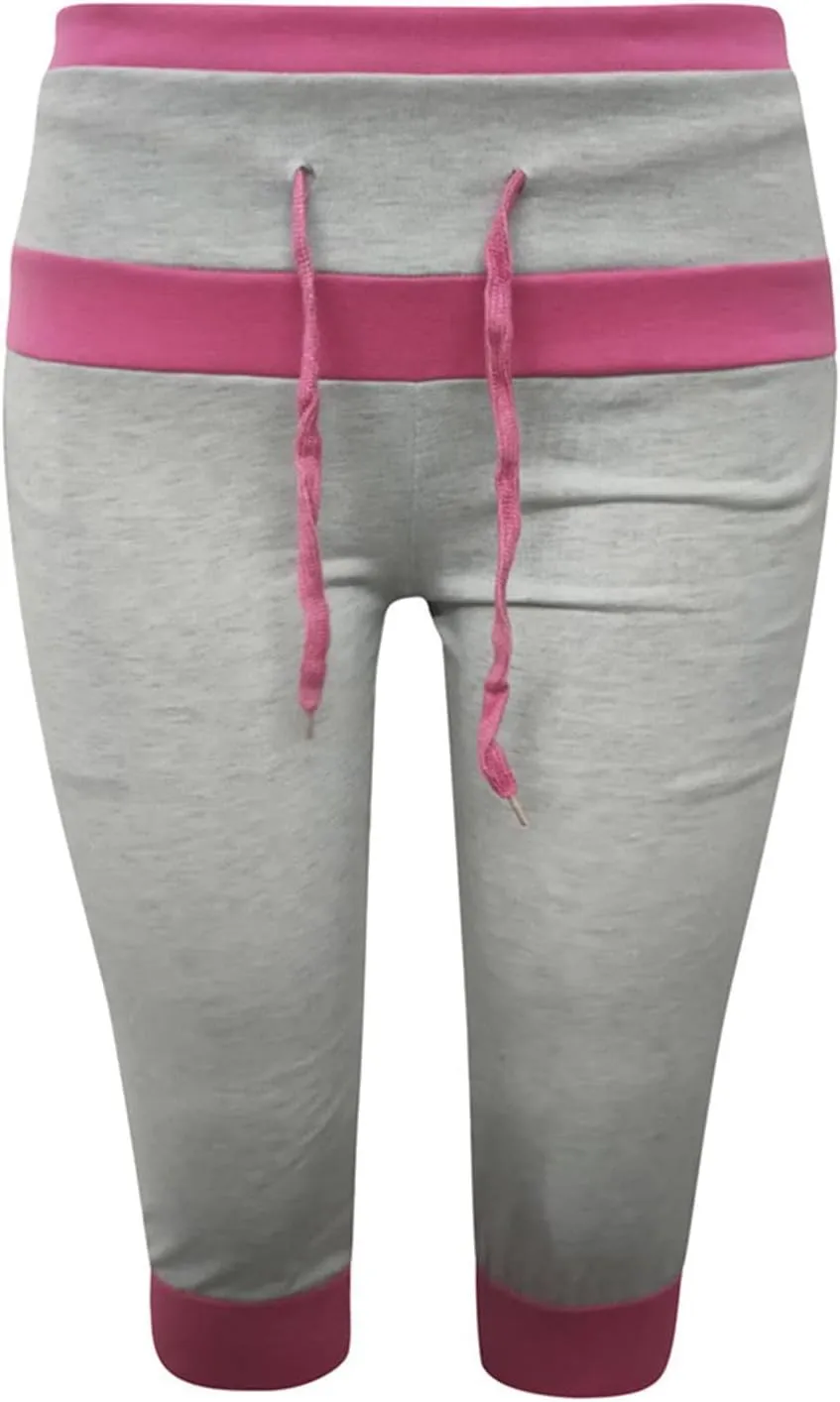 maisdgop Women's Capri Pants Fashion Summer Color Block Capris Casual Drawstring High Waist Sweatpant Slim Fitting Yoga Pant
