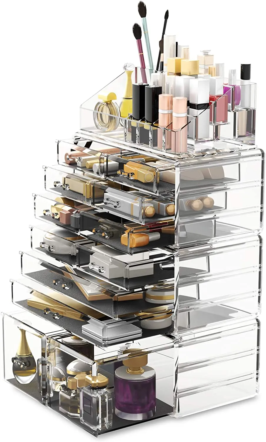 Makeup Cosmetic Organizer Storage Drawers Display Boxes Case with 12 Drawers