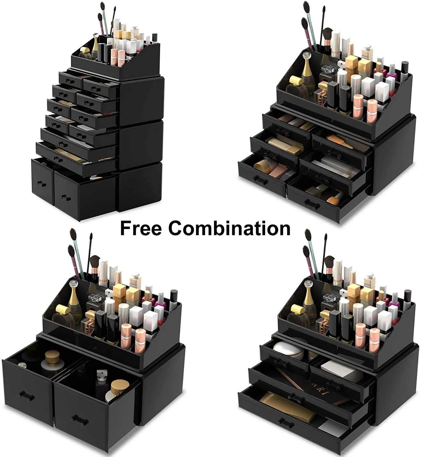 Makeup Cosmetic Organizer Storage Drawers Display Boxes Case with 12 Drawers