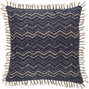 Marianna Linen Greek Key/Chevron Decorative Pillow Cover, 22" X 22", Blue