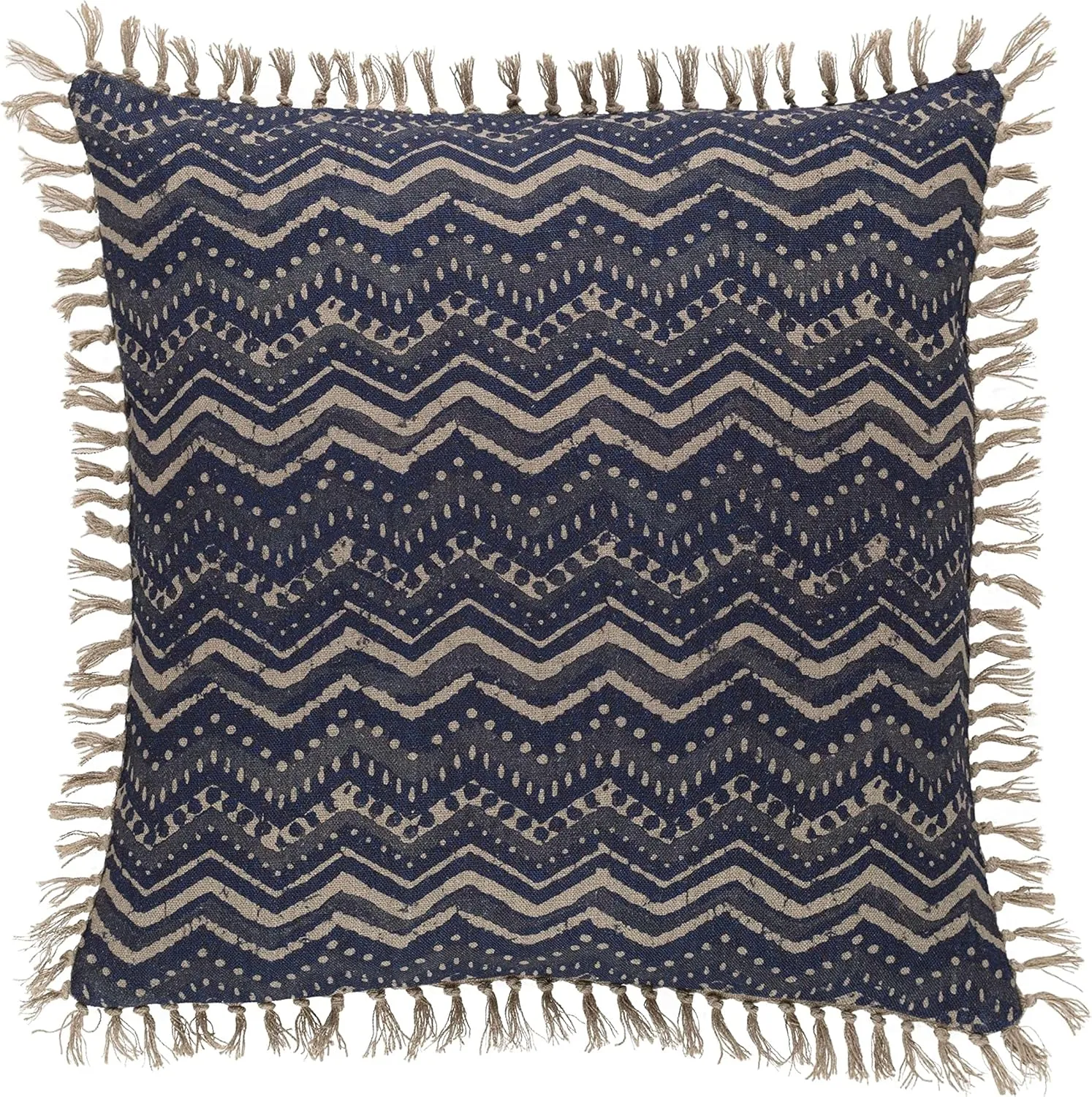 Marianna Linen Greek Key/Chevron Decorative Pillow Cover, 22" X 22", Blue