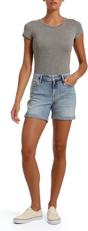 Mavi Pixie Women's Mid Rise Jean Shorts, Denim Mid Rise Boyfriend Shorts for Women