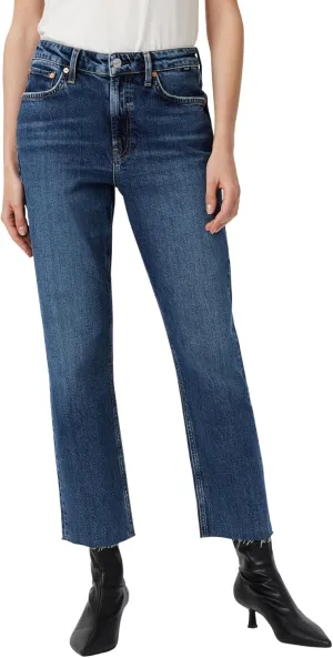 Mavi Women's New York High Rise Straight Leg Jeans, Dark Used Classic Blue, 28x28