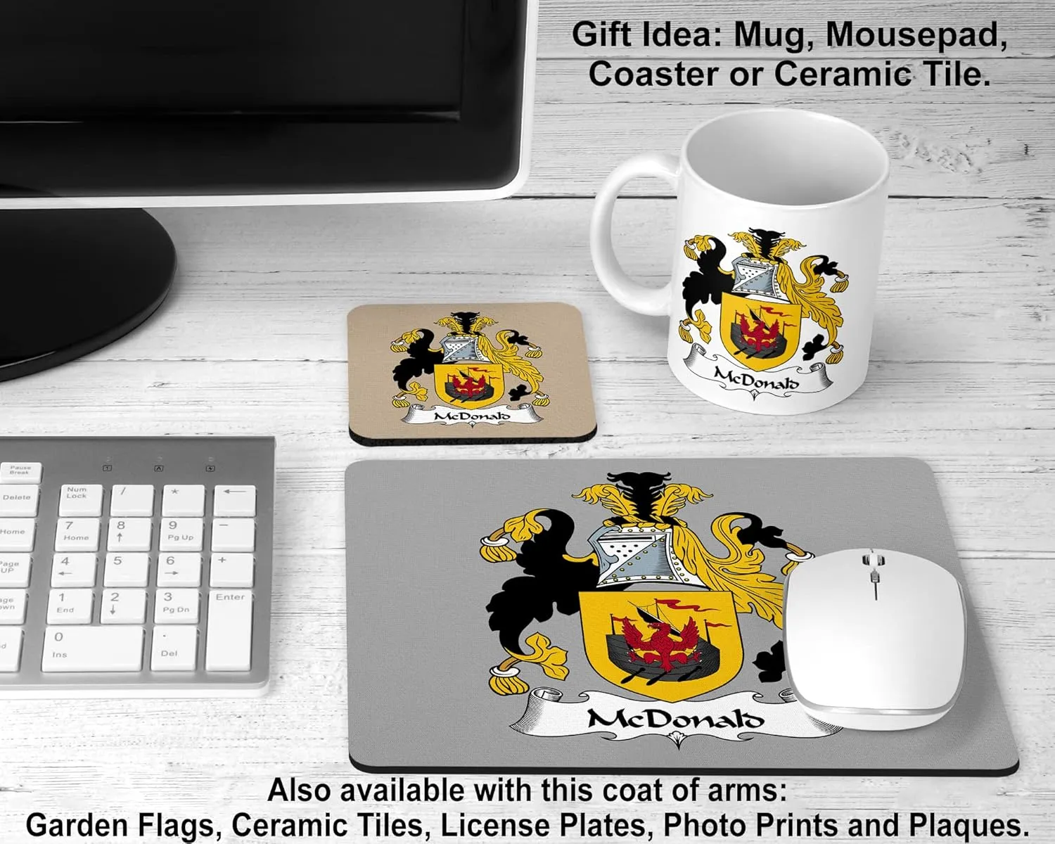 McDonald Coat of Arms/McDonald Family Crest 11 Oz Ceramic Coffee/Cocoa Mug by Carpe Diem Designs, Made in the U.S.A.