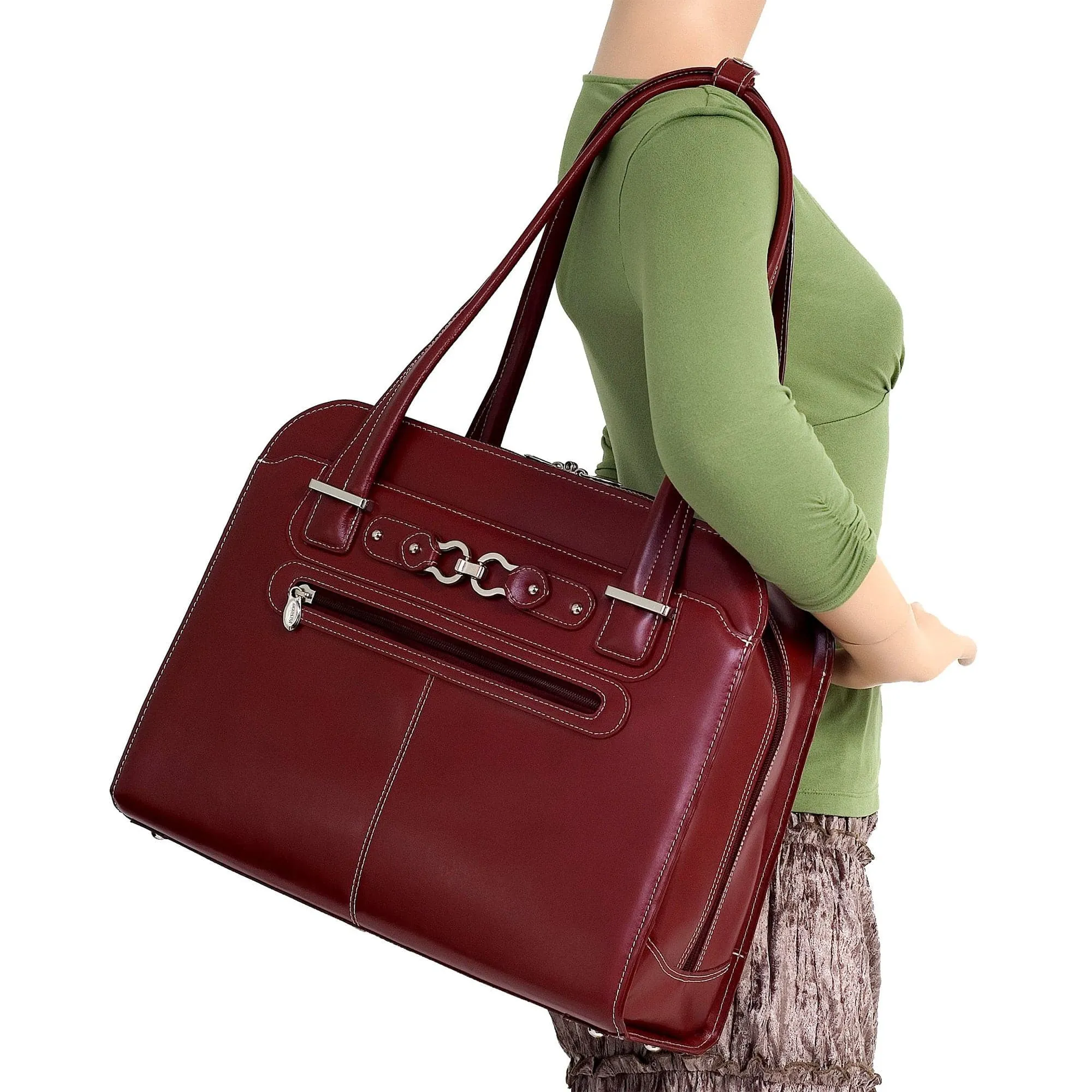 McKlein USA Oak Grove 15" Leather Fly-Through Checkpoint-Friendly Ladies' Laptop Briefcase