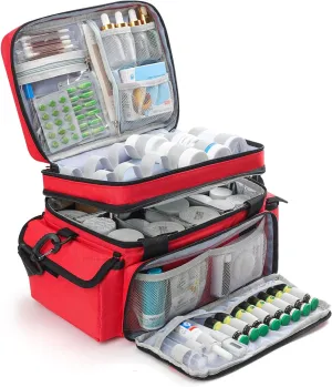 Medicine Organizer with Adjustable Divider, Double-Layer Medicine Bottle organizer Storage, Portable Home Health First Aid Bag, Medicine Organizer Box for Emergency Medications (Bag Only)