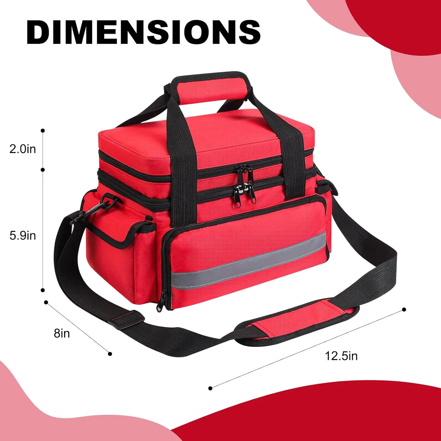 Medicine Organizer with Adjustable Divider, Double-Layer Medicine Bottle organizer Storage, Portable Home Health First Aid Bag, Medicine Organizer Box for Emergency Medications (Bag Only)