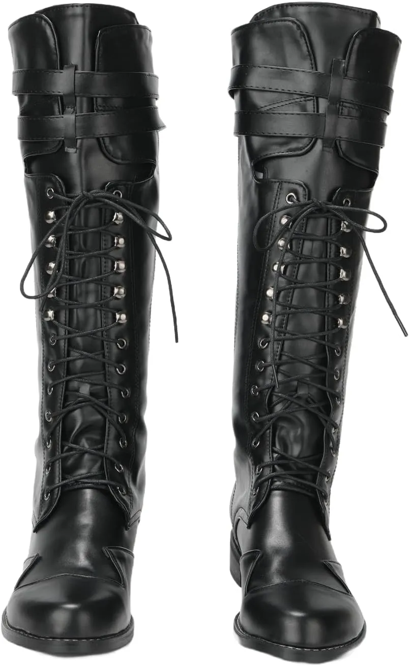 Medieval Pirate Boot Renaissance Faux Leather Steampunk Boots Pirate Cosplay Shoes Halloween