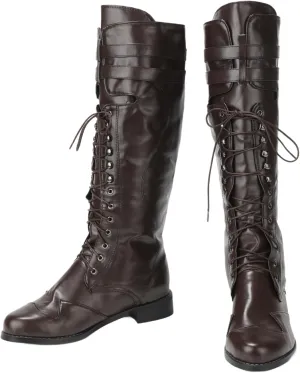 Medieval Pirate Boot Renaissance Faux Leather Steampunk Boots Pirate Cosplay Shoes Halloween