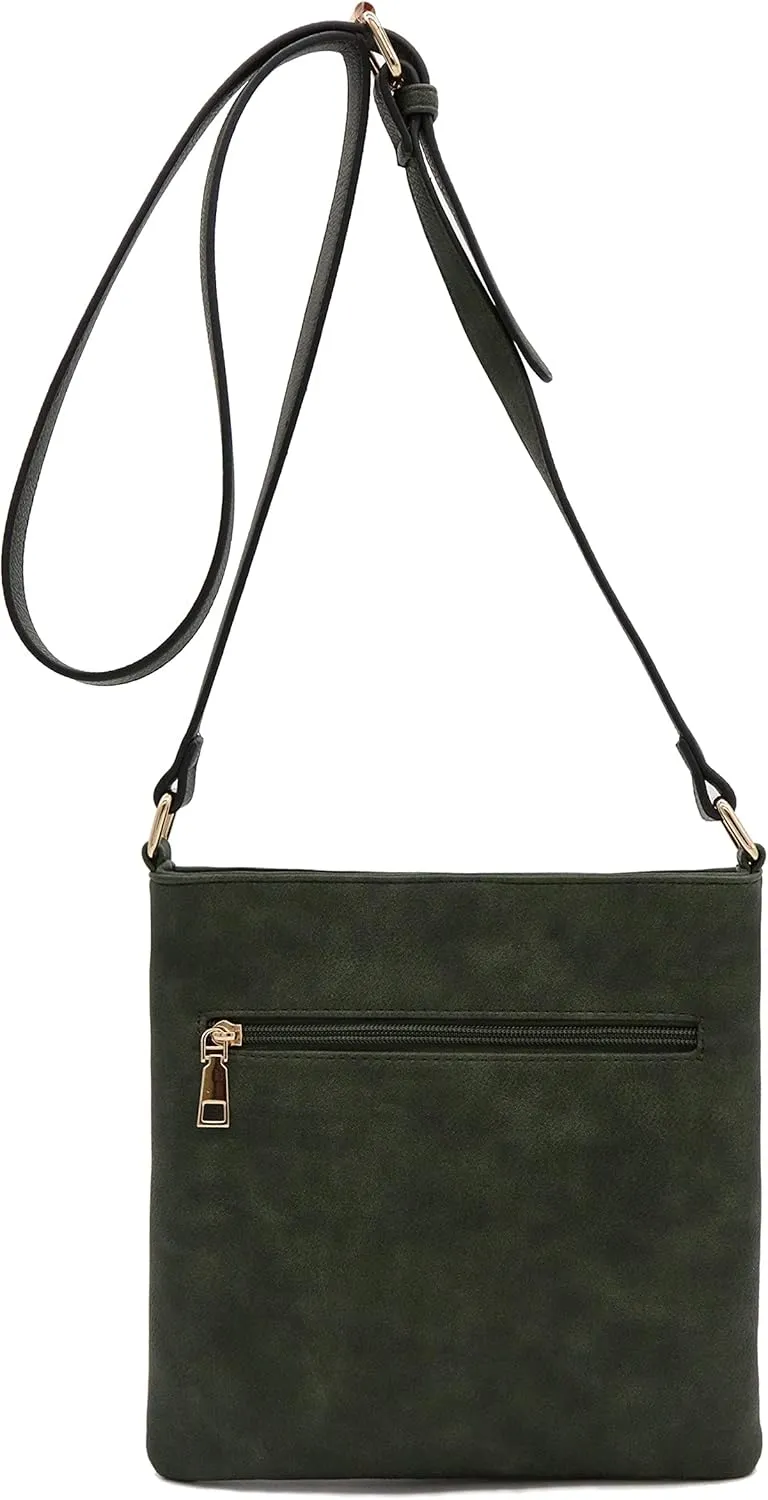 Medium Size Solid Modern Classic Crossbody Bag with Gold Plate