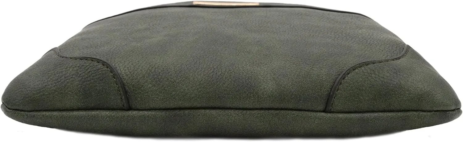Medium Size Solid Modern Classic Crossbody Bag with Gold Plate