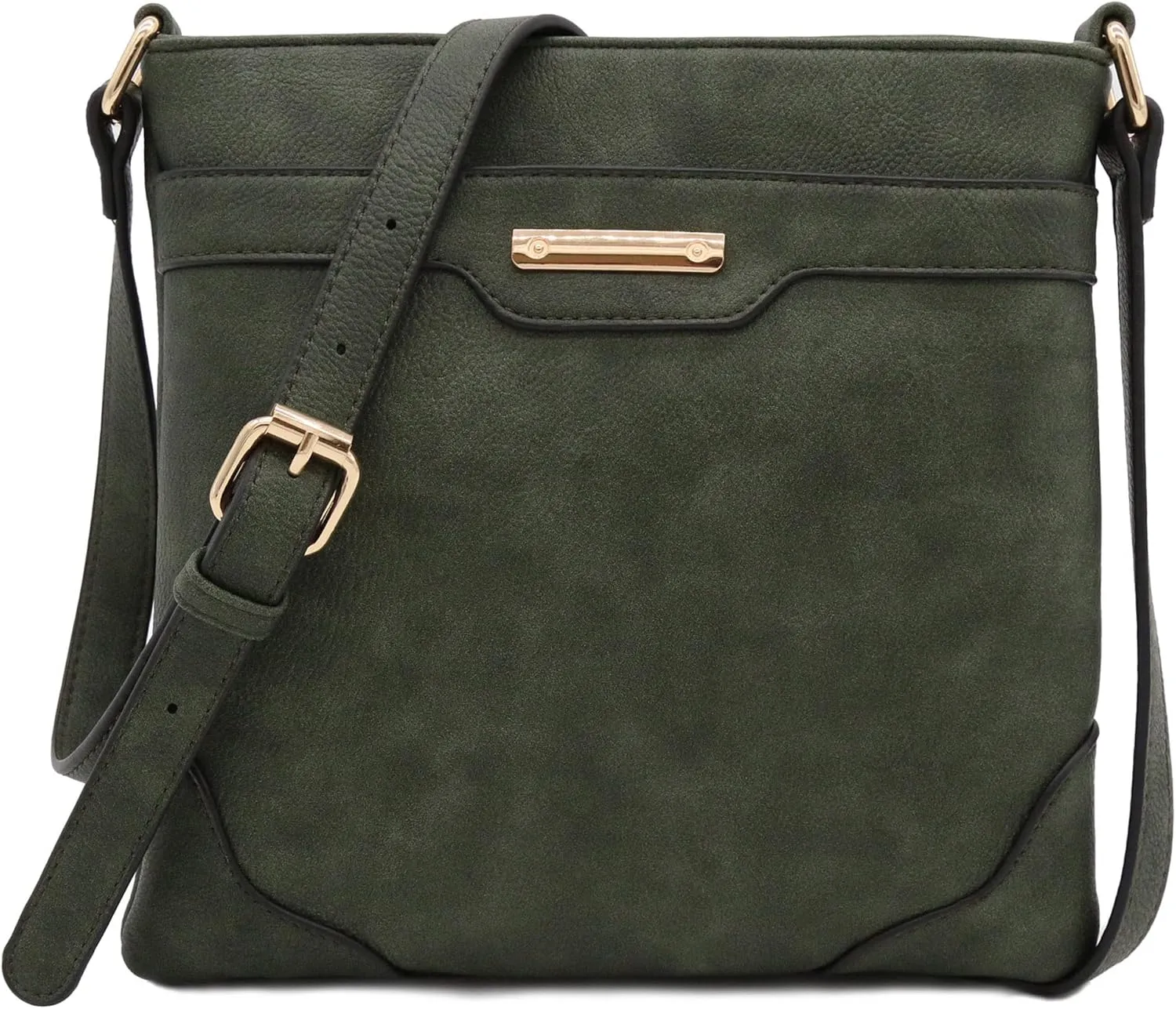 Medium Size Solid Modern Classic Crossbody Bag with Gold Plate