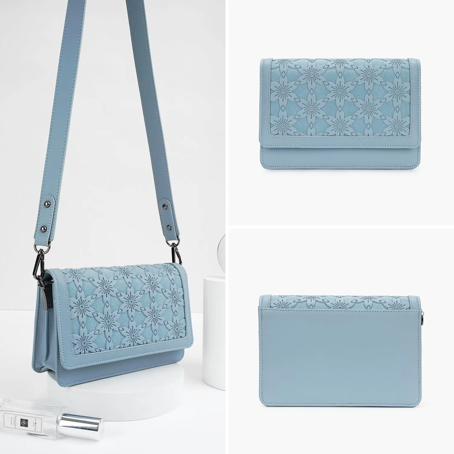 MEITRUE Crossbody Bags for Women Designer Phone Purse Small Shoulder Handbags RFID Wallet with Card Pocket-Snowflake Style