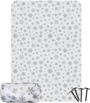 Mellowdy Companion Outdoor Printing Blanket - Waterproof, Wind-resistant, Warm, Utility Blanket for Camping, Picnic, Stadium, Beach, Gameday, Travel, Foldable with Carrying Bag （Snowflakes,55x80 inch）
