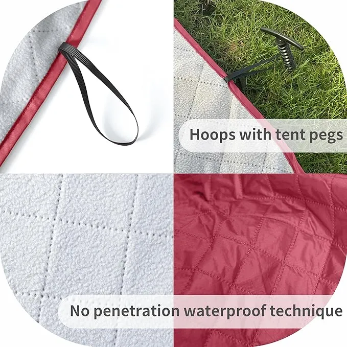 Mellowdy Easy-Carry Outdoor Blanket - Waterproof, Windproof, Warm, Utility Blanket for Camping, Picnic, Stadium, Beach, Gameday, Travel, Foldable with Carrying Bag (Life Red,55x80 inch)