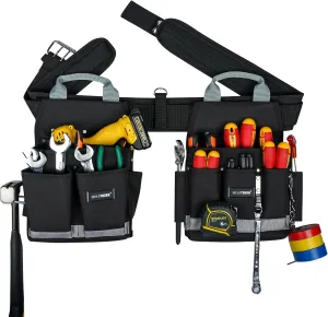 MELOTOUGH Electrician Padded Construction Rig Tool Belt Work Apron Tool Pouch Bag Combo Tool Rig with Carry Handles for Carpenter,Construction,Utility Belt