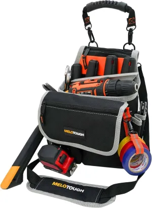 MELOTOUGH Electrician Tool Pouch Bag with Shoulder Strap 20 Pockets Tool Belt Pouch Tool Holster with Hammer Loop Tool Bag for Tradesman,Carpenter