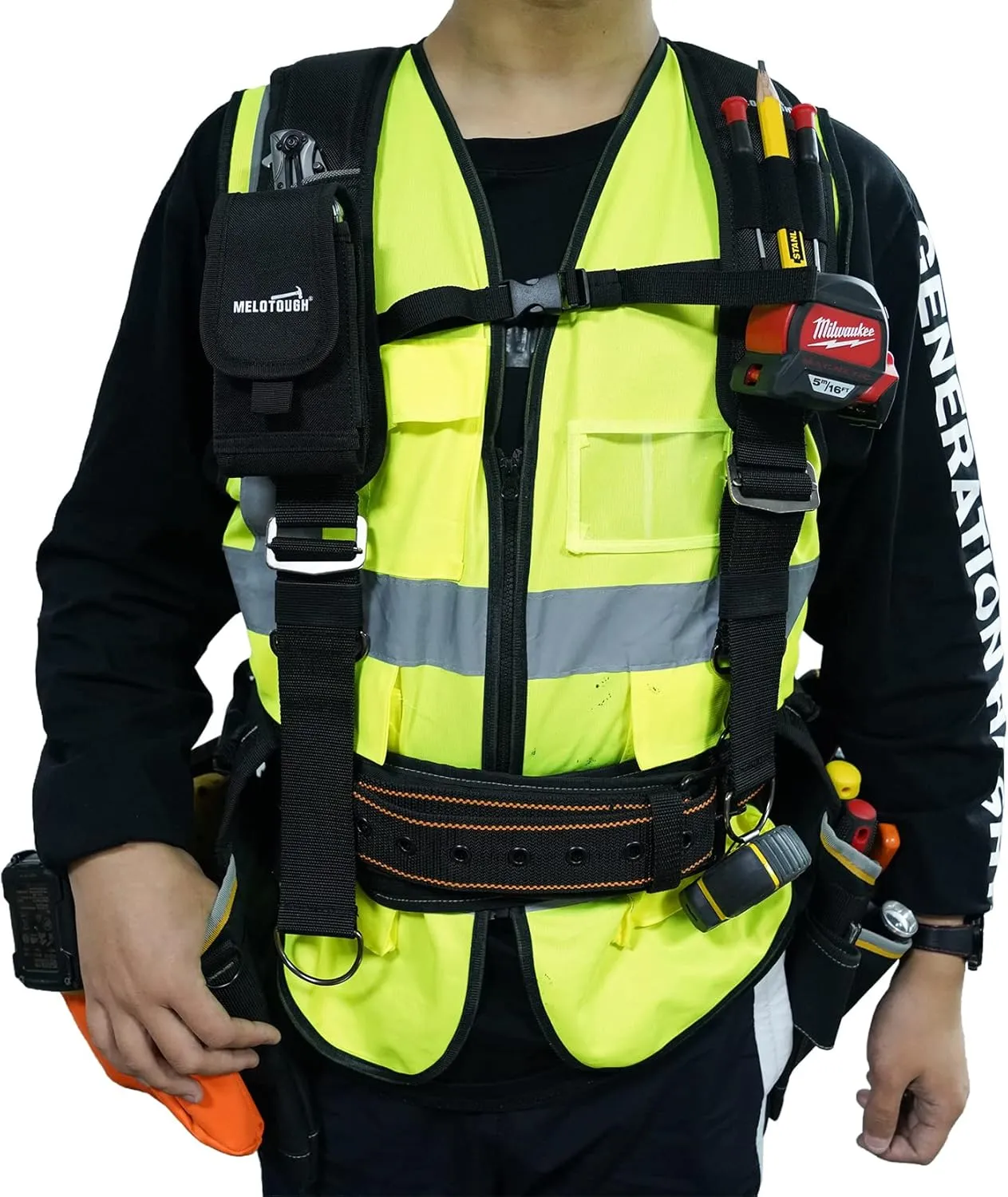 MELOTOUGH Tool Belt Suspenders Construction Bag Suspenders Heavy Duty Padded Work belt Suspenders for Carpenter/Electrician/Roofing/Farmer work Suspension Rig