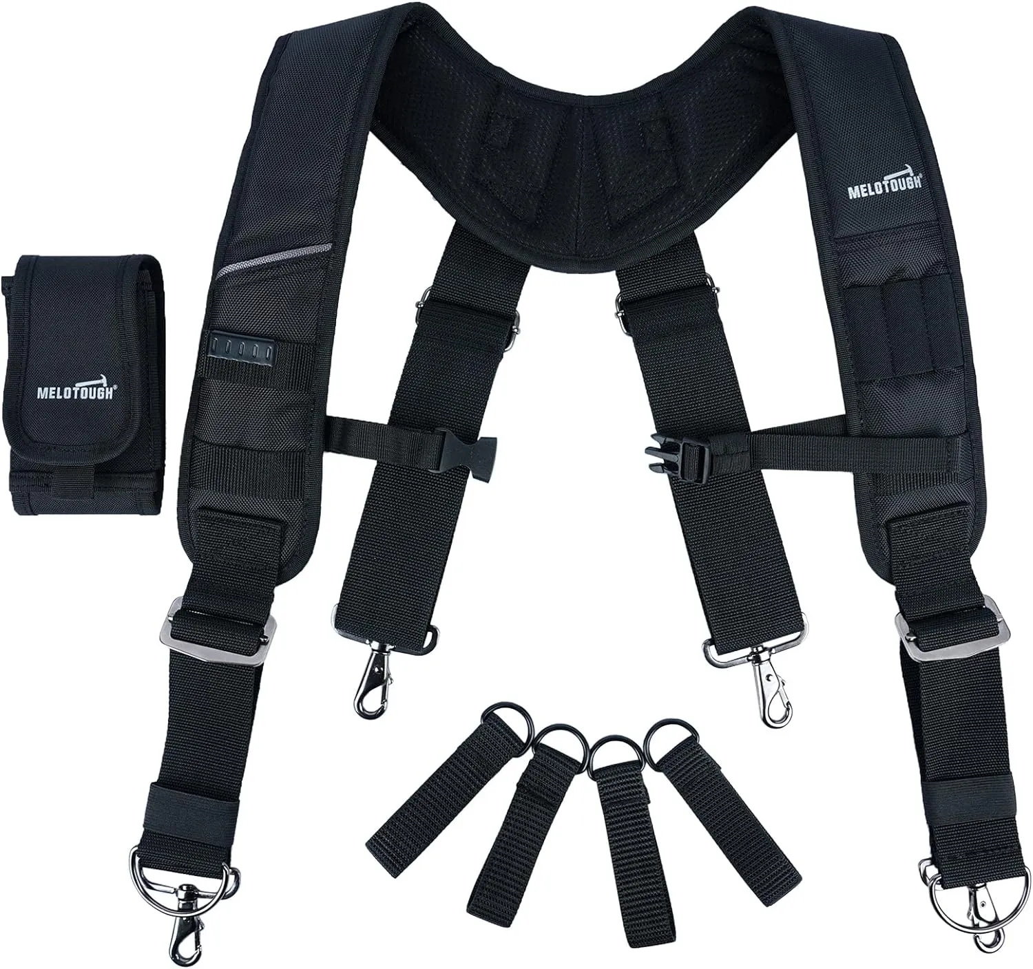 MELOTOUGH Tool Belt Suspenders Construction Bag Suspenders Heavy Duty Padded Work belt Suspenders for Carpenter/Electrician/Roofing/Farmer work Suspension Rig