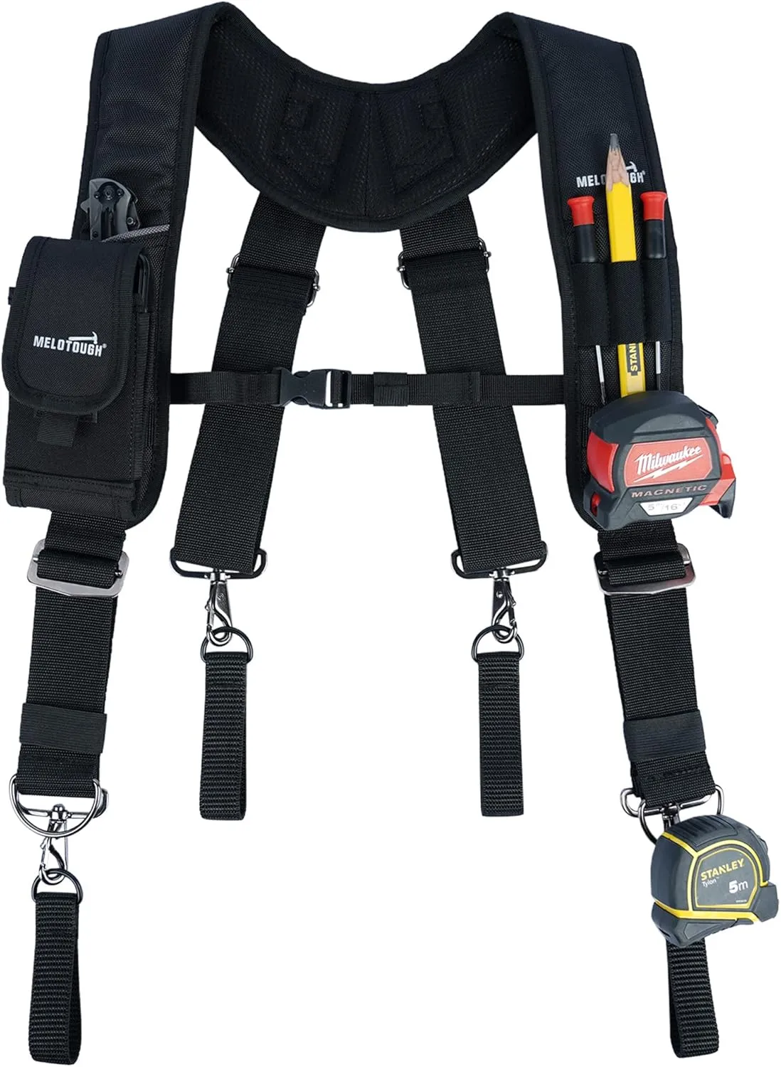 MELOTOUGH Tool Belt Suspenders Construction Bag Suspenders Heavy Duty Padded Work belt Suspenders for Carpenter/Electrician/Roofing/Farmer work Suspension Rig
