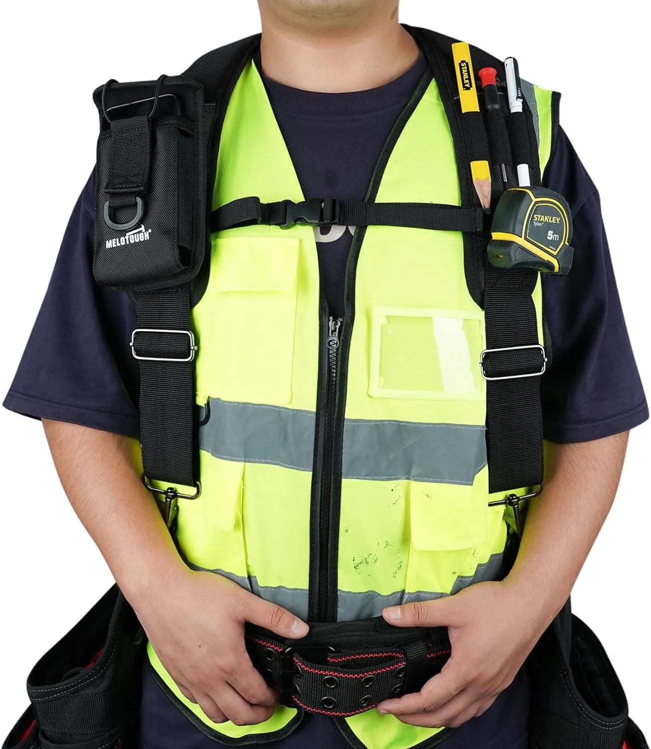 MELOTOUGH Tool Belt Suspenders Work Belt Suspenders for Men Big and Tall Construction Bag Suspenders Padded Work belt for Carpenter/Electrician/Roofing/Farmer work(Y Back)
