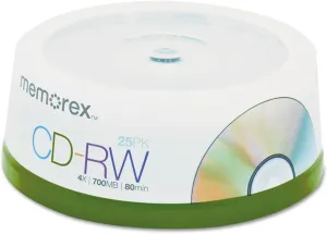 Memorex 4X 700 MB/80-Minute CD-RW Discs (25-Pack Spindle)