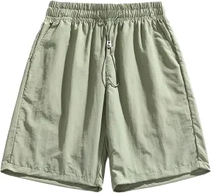 Men's Beach Shorts with Pockets Quick Dry Athletic Elastic Bermuda Lightweight Breathable Casual Outdoor Trunks