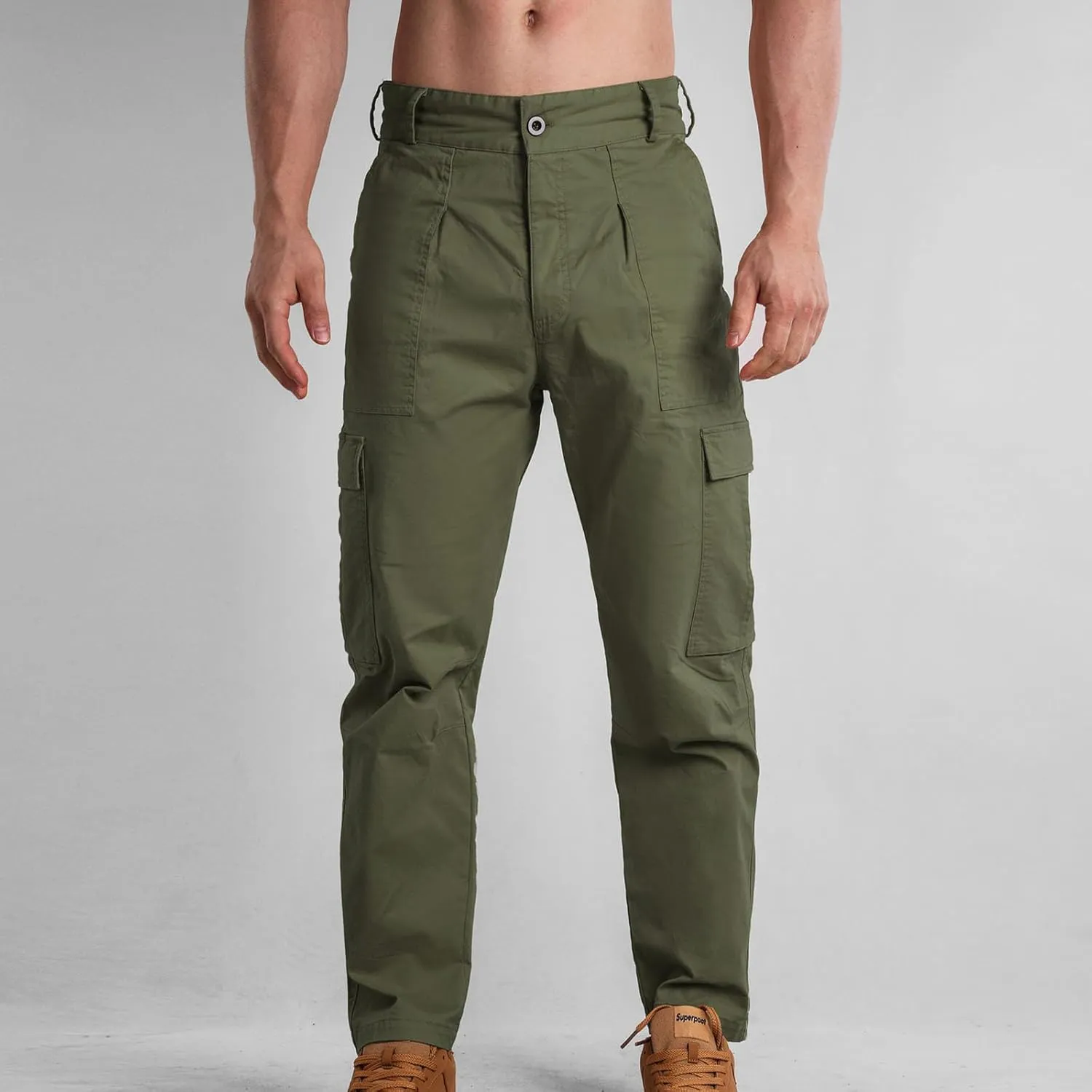 Mens Cargo Casual Pants Outdoor Hiking Pants Light Multi-Pocket Pants Autumn Sports Pants Running Travel Pants